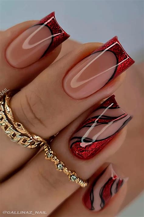 Louis Vuitton red and black nails 